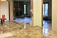 Looking from Kitchen o Back of House as Wall Coming Down between Eating Area & Family Room